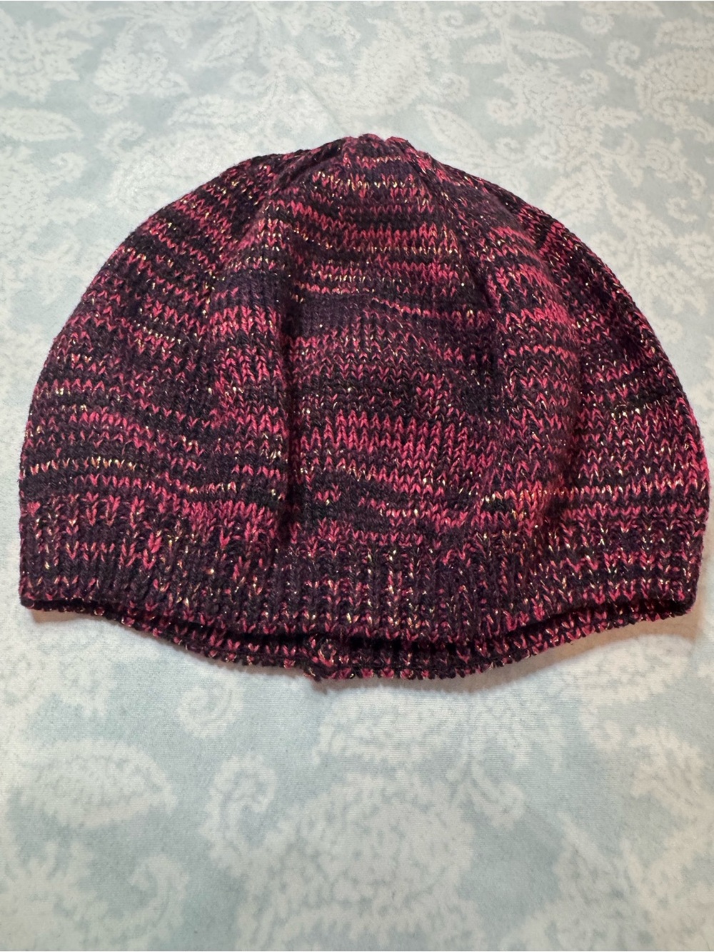 Women’s Knit Slouch Beanie in Pink and Black